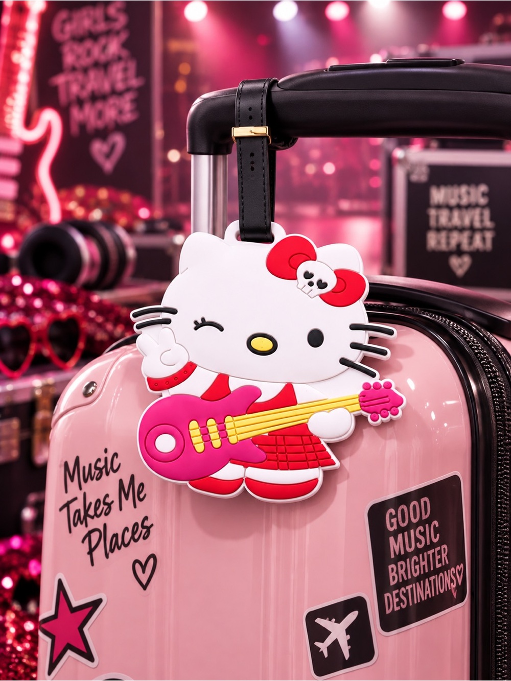 Hello Kitty Rock Star Guitar Luggage Tag NWT